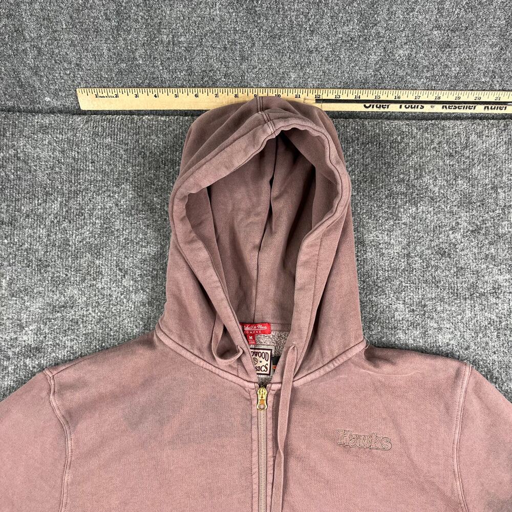 Mitchell‎ Ness Hoodie Womens Size M Brown Hawks Full Zip NBA Fleece Vintage